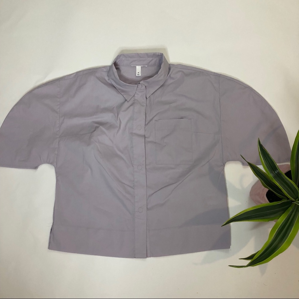 Lavender dolman modern blouse collared shirt Med